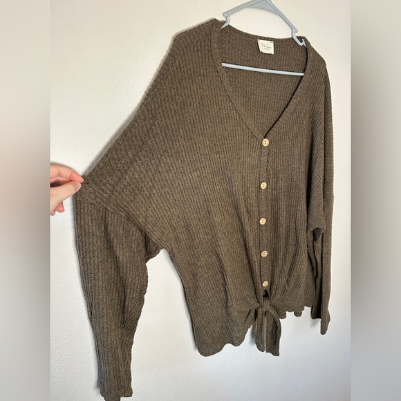 143 Story women’s long sleeve with buttons Cozy Brown Knit Sweater size 3XL - Picture 1 of 5